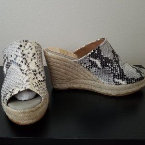 Kanna Leather Snake print Espadrille Wedges, S.8